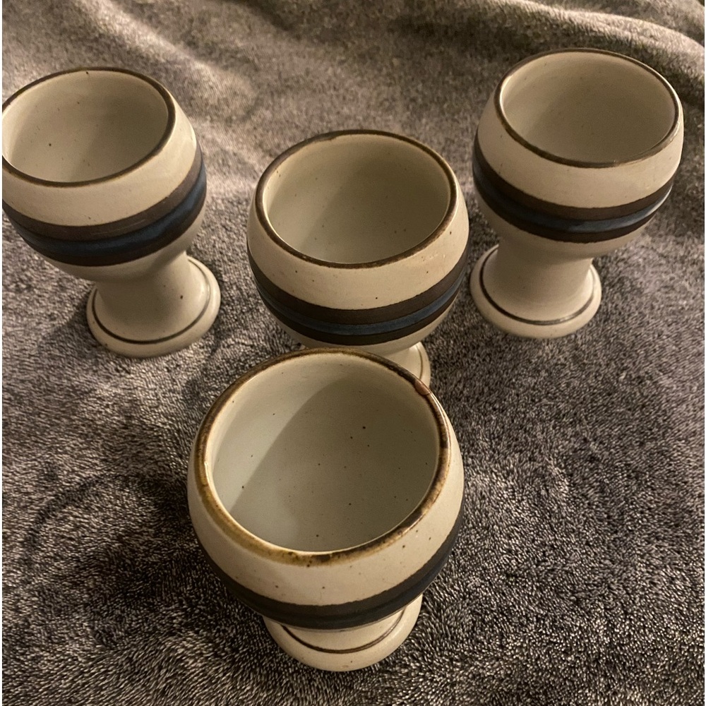 4 vintage pottery goblets